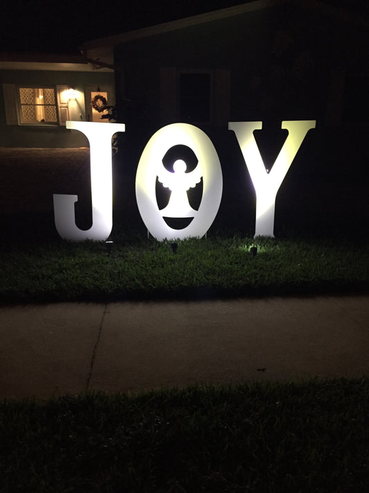 "JOY" with Angel - LARGE (Yard Display)