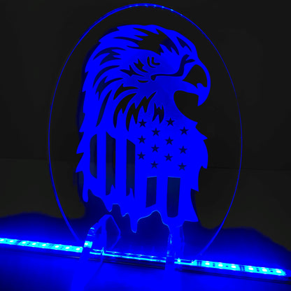 Engraved Acrylic Display: American Bald Eagle w/ Flag - SMALL
