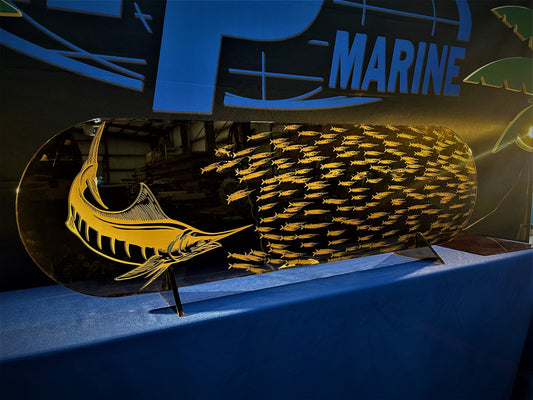 Engraved Acrylic Display: Marlin with Ballyhoo - LARGE